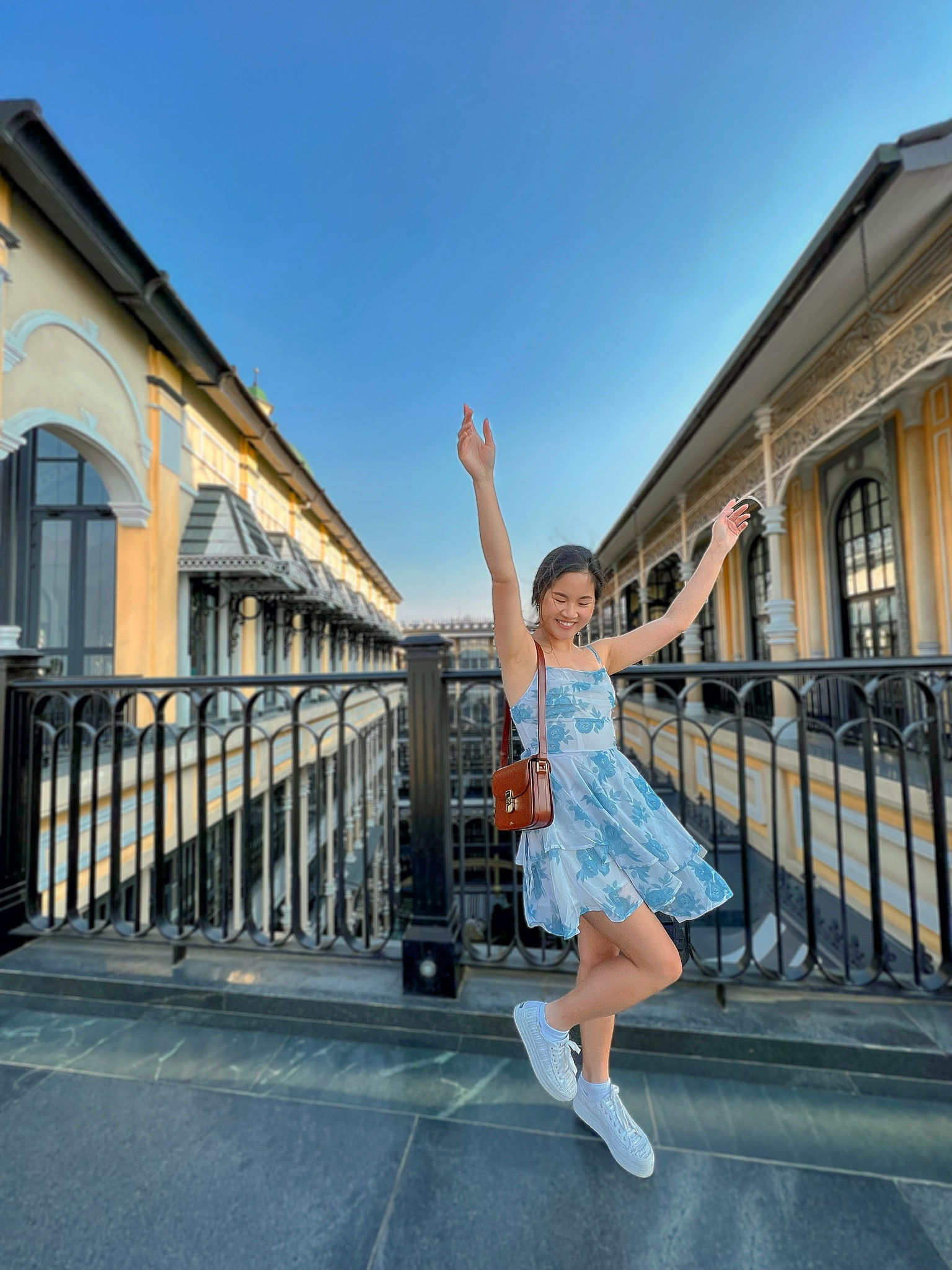 welcome spring with this blue and white floral pattern strap dress, style with white platform sneakers and a structured crossbody bag 🤍💙 brunch outfit idea, spring outfit idea, picnic outfit ideas, summer outfit idea, tropical travel outfit inspiration, floral dress for spring and summer, casual party outfit, brunch date outfit idea 

#LTKstyletip #LTKshoecrush #LTKSeasonal