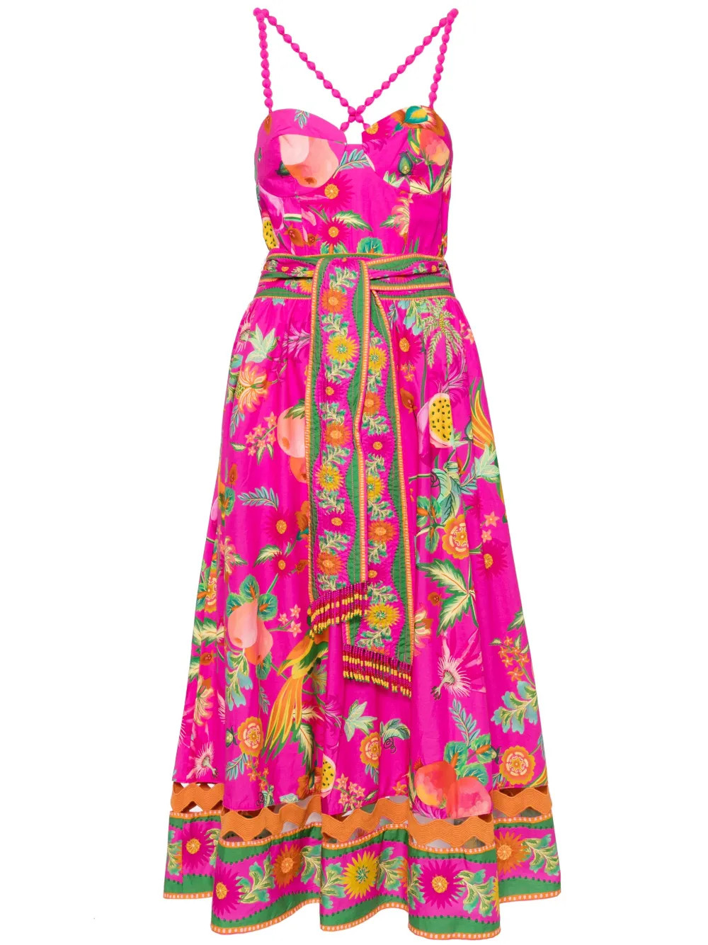 FARM Rio Delicate Fruit Garden Cotton Midi Dress - Farfetch | Farfetch Global