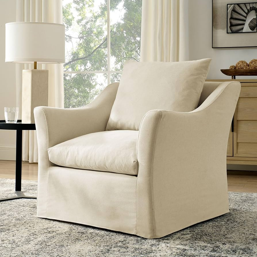 Modway Somerset Modern Linen Blend Accent Chair in Linen – Deep Seat Upholstered Armchair with ... | Amazon (US)