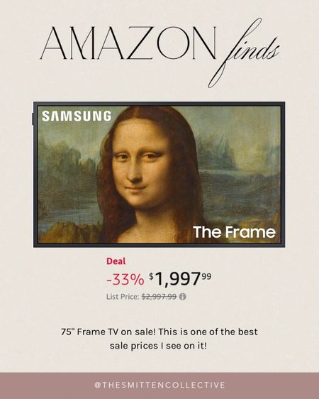75” Frame TV on sale on Amazon!

#amazonfinds 

#LTKFind #LTKsalealert #LTKhome