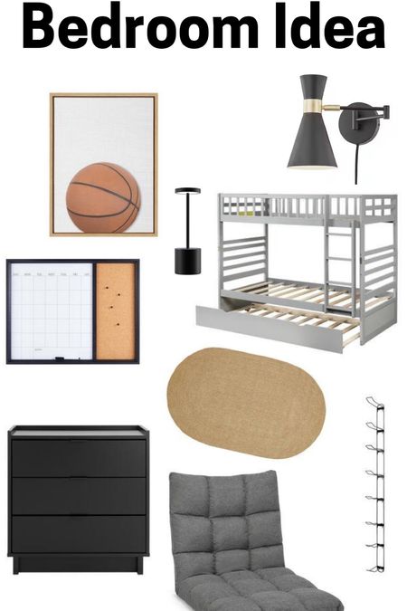 Bedroom idea
#bedroom #bunkbed #basketball #modern #kidsroom #lamp #rug #chair #nightstand

#LTKhome #LTKkids #LTKfamily