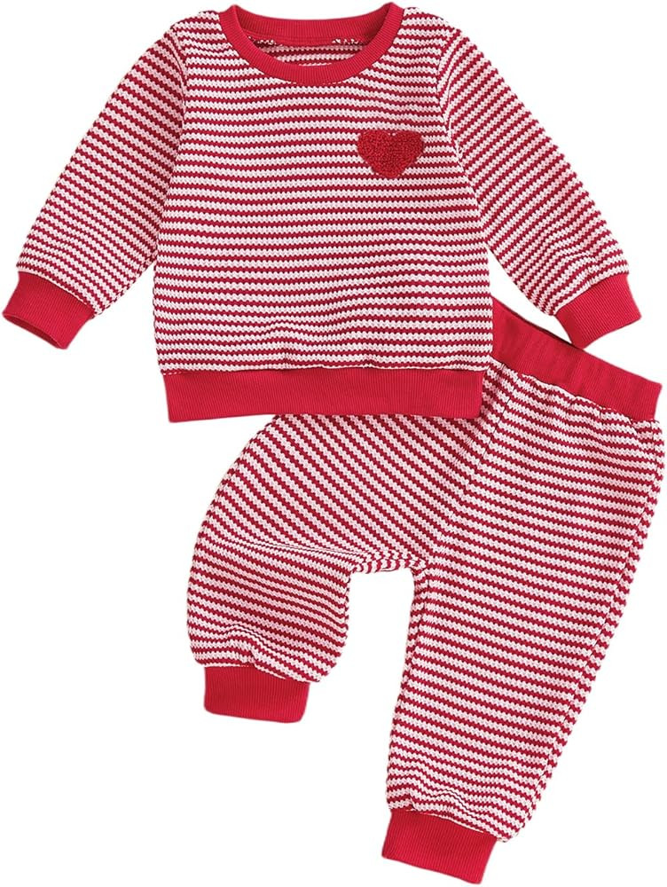 VISGOGO Baby Boy Clothes Toddler Fall Winter Outfit Sweater Toddler Boy Striped Clothes 6 12 18 M... | Amazon (US)