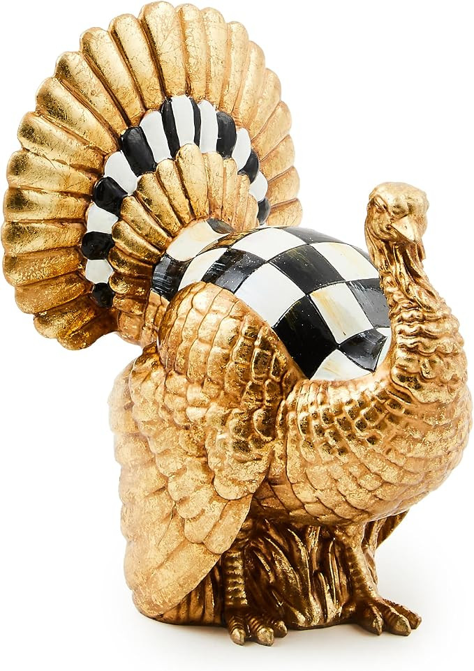 MACKENZIE-CHILDS Resin Mini Turkey Figurine, Courtly Check Gold | Hand-painted design, decorative... | Amazon (US)