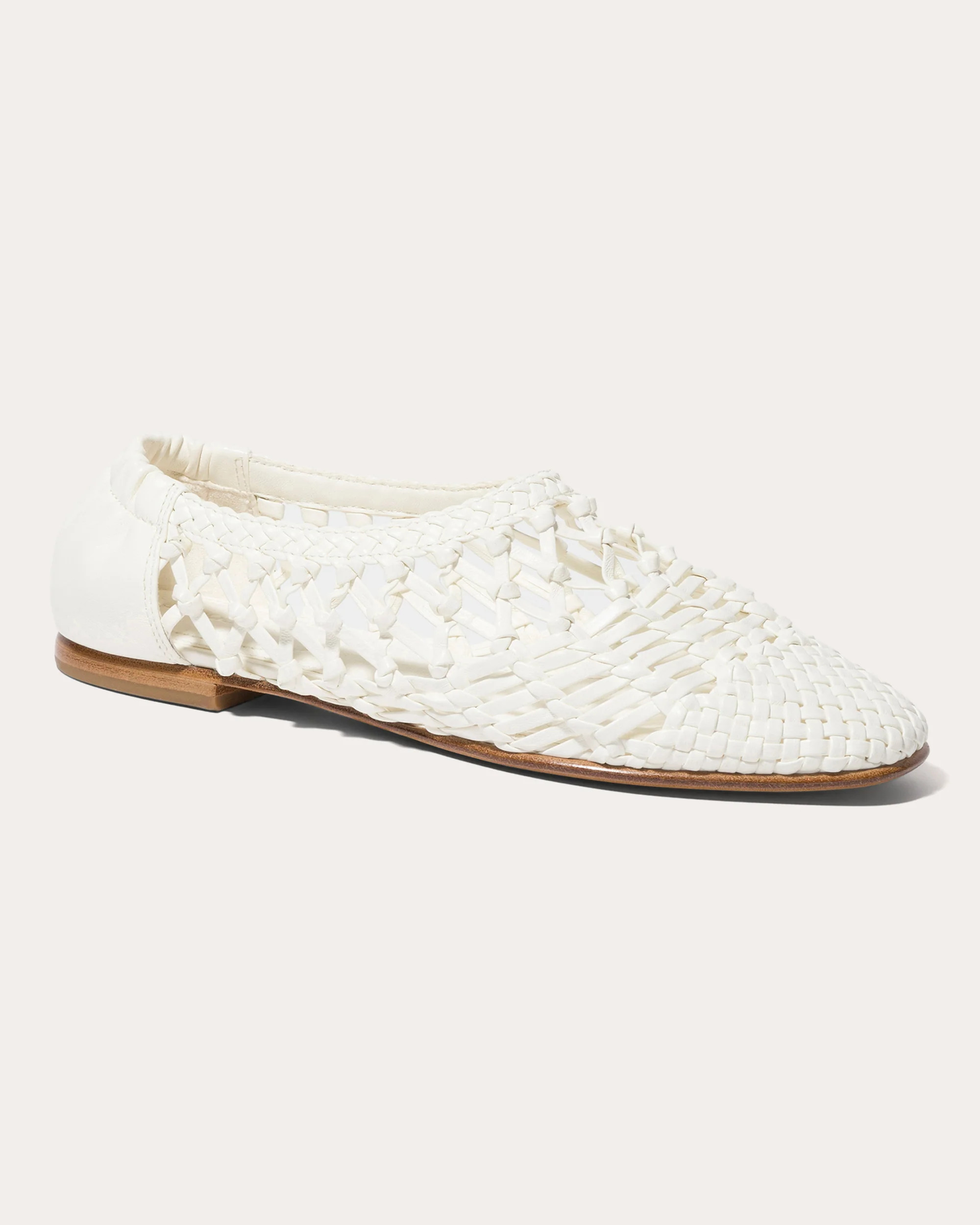 SIMKHAI Women's Eden Woven Leather Ballet Flat in Ivory | Olivela