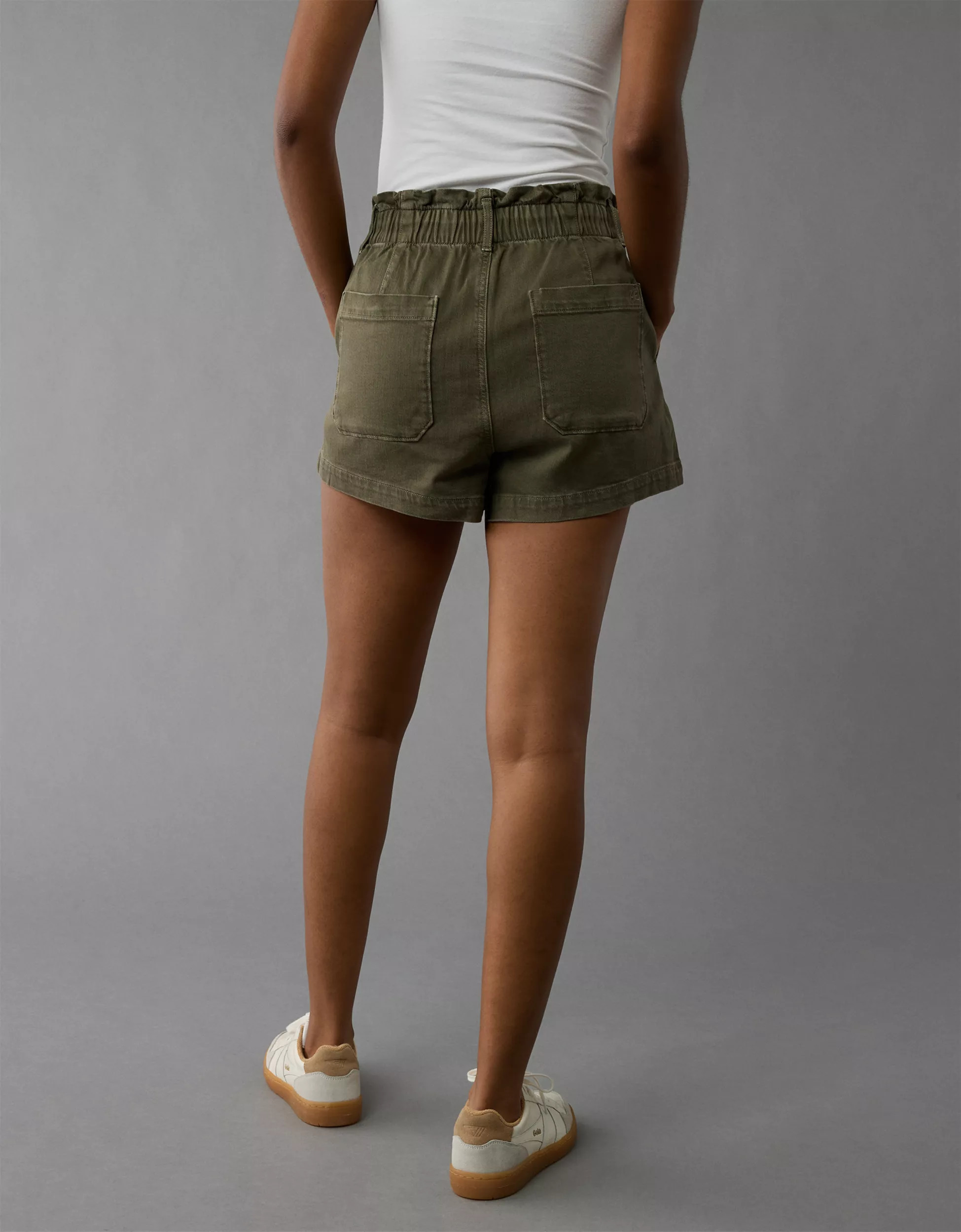 AE Dreamy Drape Stretch Paperbag Mom Short | American Eagle Outfitters (US & CA)