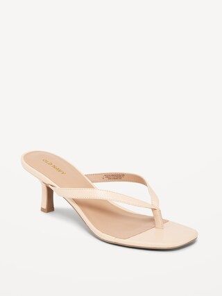 Faux-Leather Kitten-Heel Thong Mule Sandals for Women | Old Navy (CA)