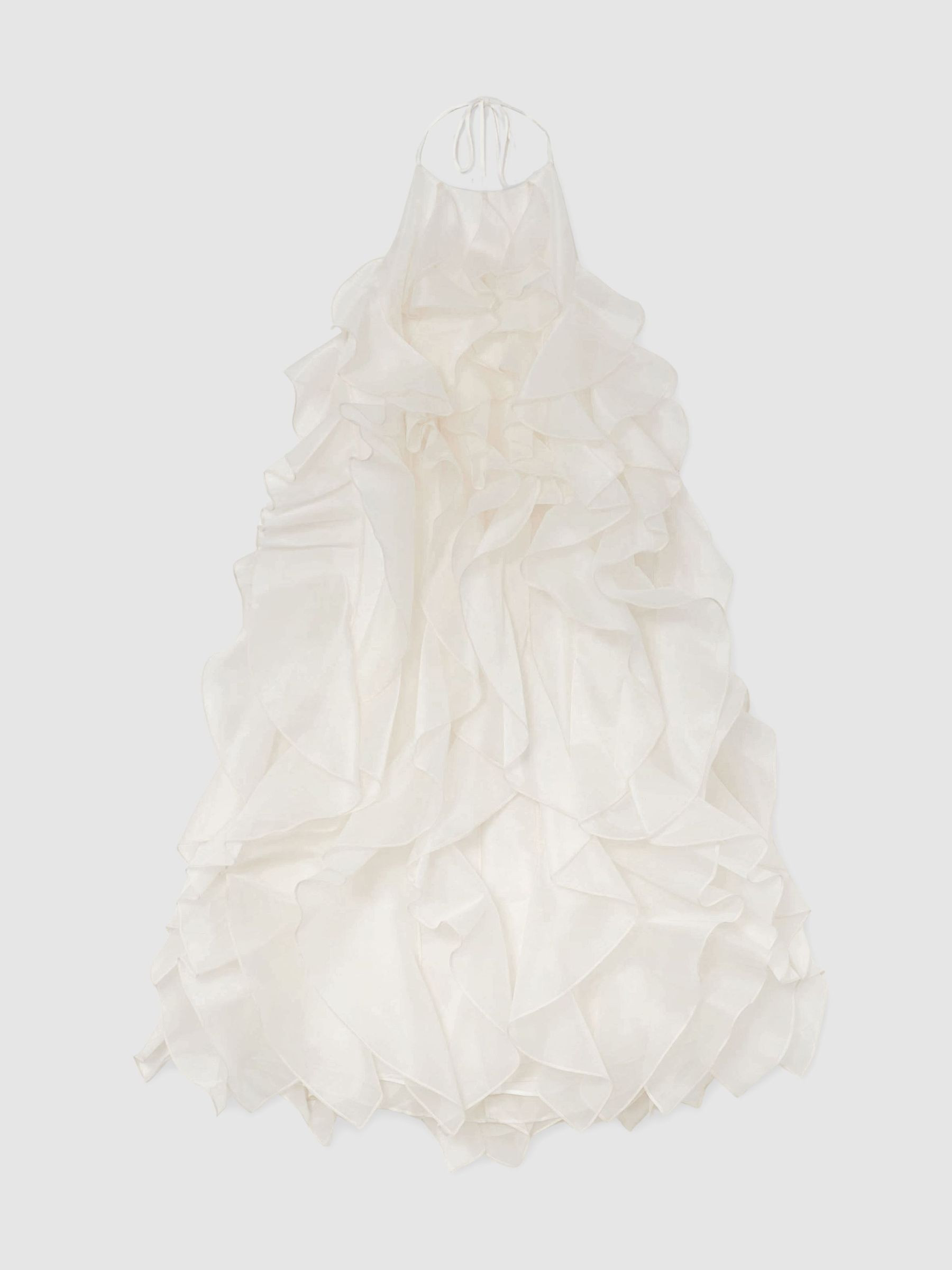 Atelier Off White Silk-Organza Ruffle Mini Dress in Off White | Reiss UK