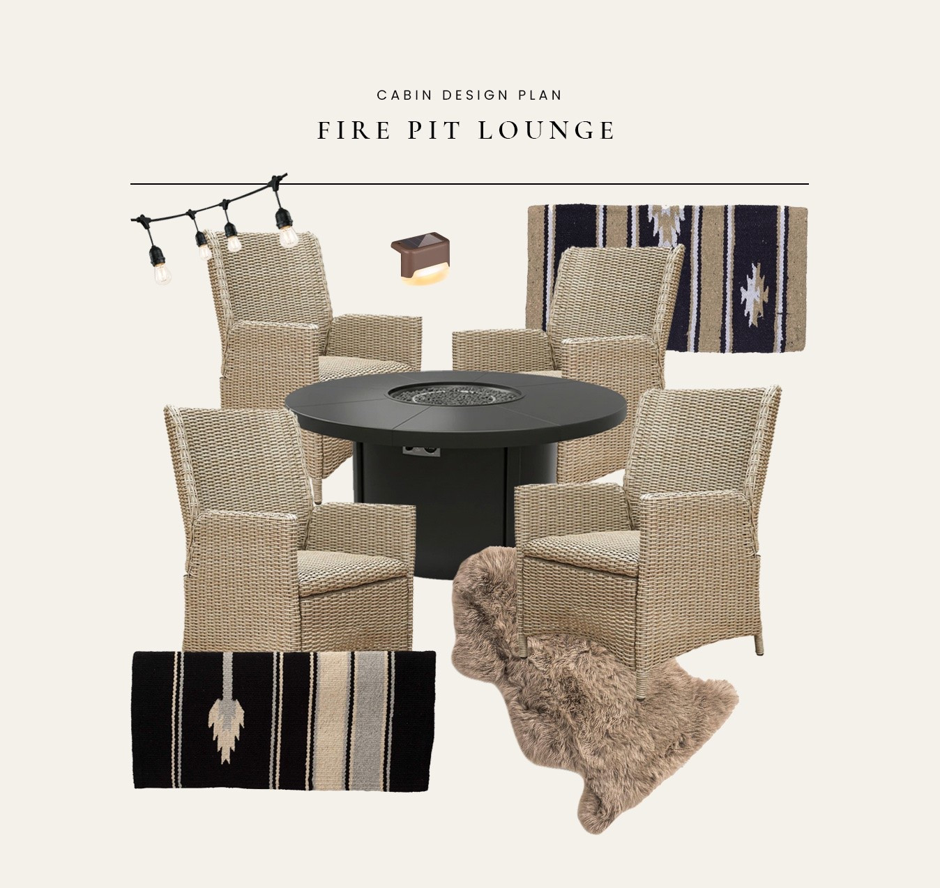 Everything I used for our fire pit lounge seating area at the cabin! I cannot get over the chairs- super budget friendly, comfy, and they look very high end.

#LTKSeasonal #LTKHome