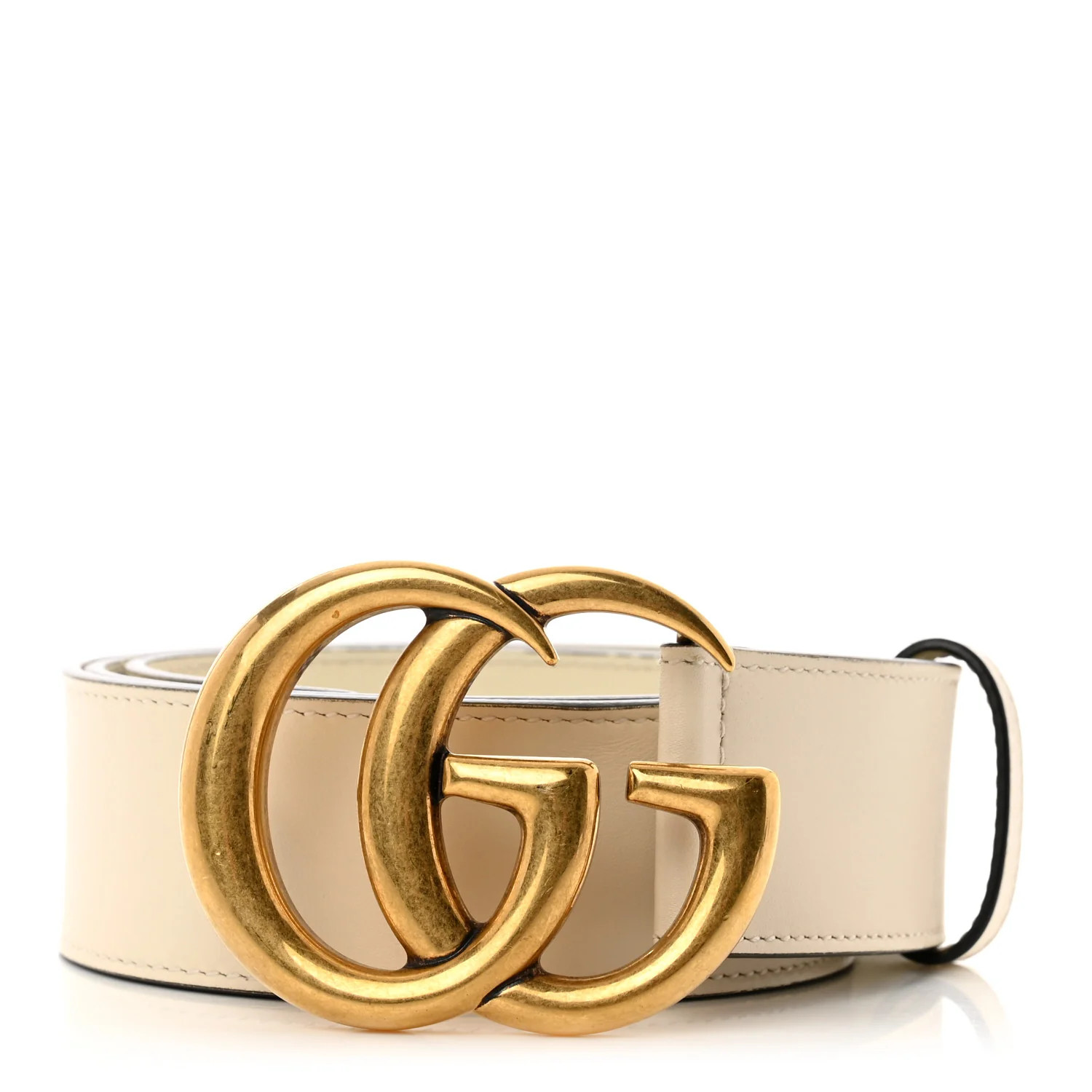 Calfskin Double G 40mm Belt 85 34 Mystic White | FASHIONPHILE (US)