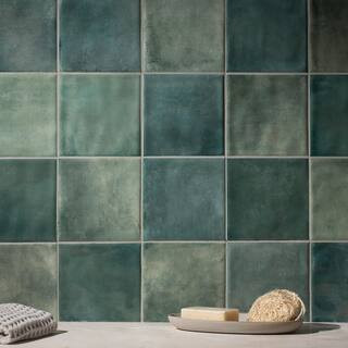 Safi 6 in. x 6 in. Green Gloss Glazed Ceramic Wall Tile (13.89 sq. ft /case) | The Home Depot