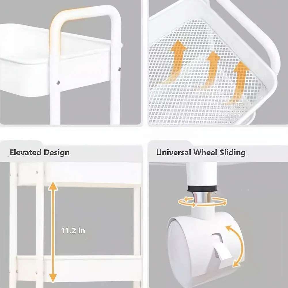 Cowin 3-Tier Metal Rolling Storage Cart Shelves Rolling Utility Cart Organizer Cart Movable Stora... | Walmart (US)