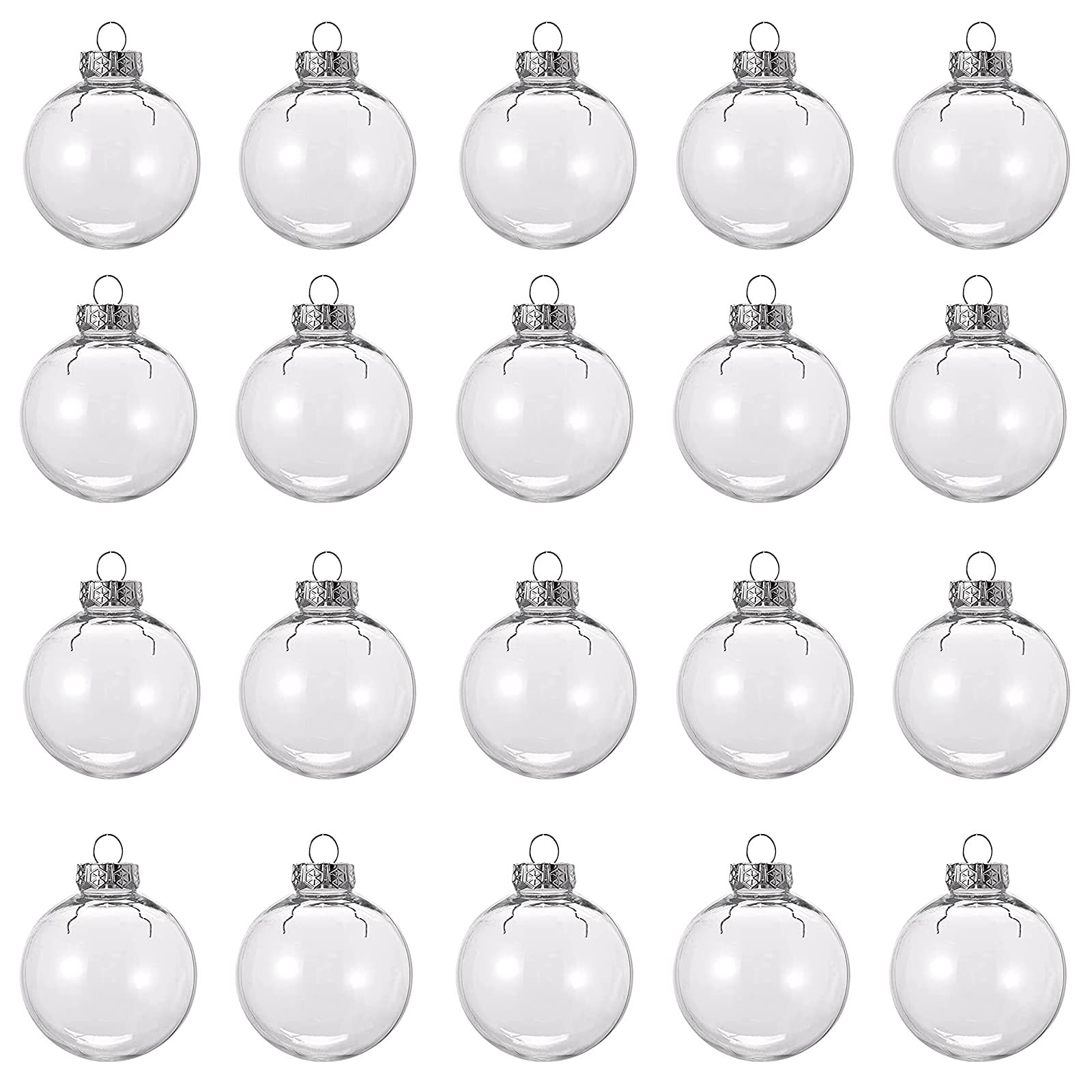 20 Pcs Clear Plastic Fillable Ornament Balls, Removable Top Clear Hanging Ornaments Ball, DIY Pla... | Amazon (US)