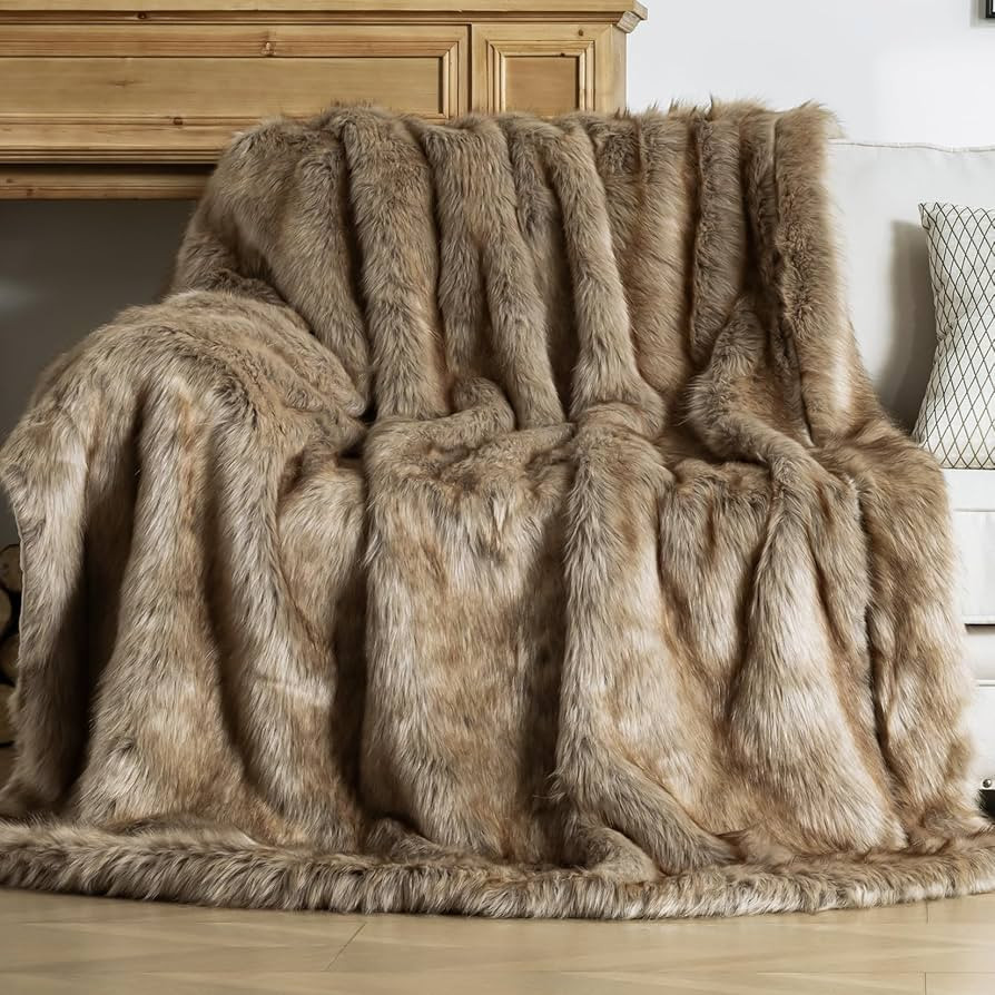 OMERAI Faux Fur Blanket, Ultra Soft Luxury Fuzzy Throw Blanket, Long Pile Plush Cozy Warm Decorat... | Amazon (US)