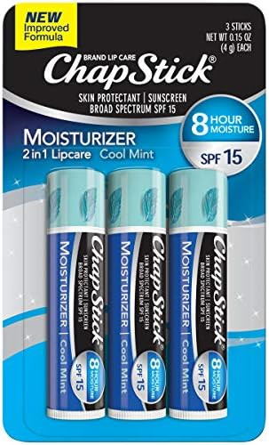 ChapStick Moisturizer Cool Mint Lip Balm Tubes, SPF 15 and Skin Protectant - 3 Count (Pack of 1 | Amazon (US)
