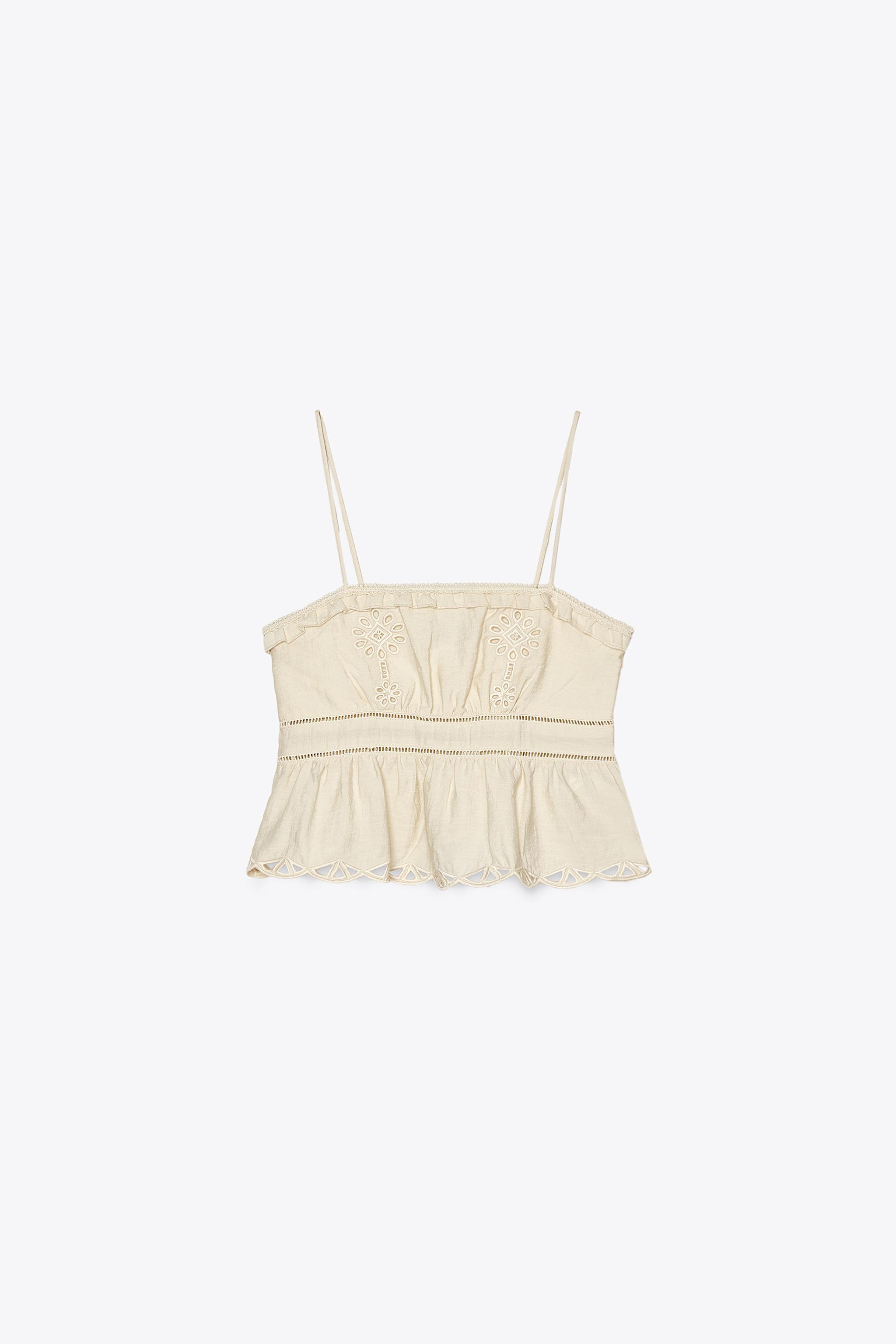 CUTWORK EMBROIDERY CROP TOP | Zara UK