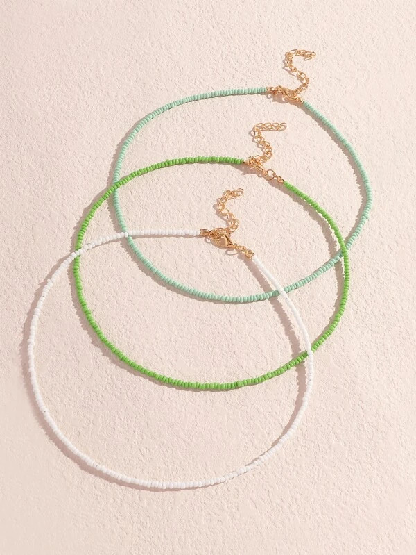3pcs Beaded Necklace | SHEIN