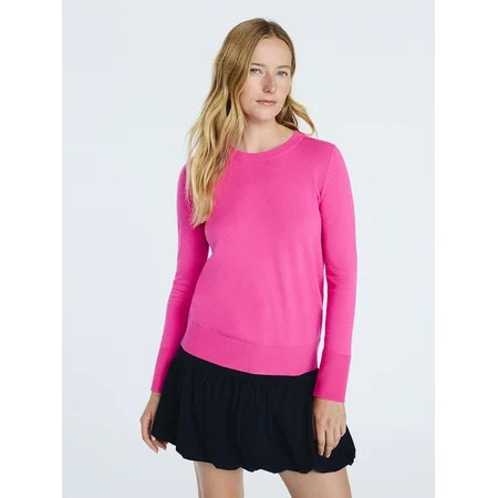 Free Assembly Women s and Women s Plus Cozy Yarn Crewneck Sweater with Long Sleeves Lightweight Sizes XS-4X | Walmart (US)