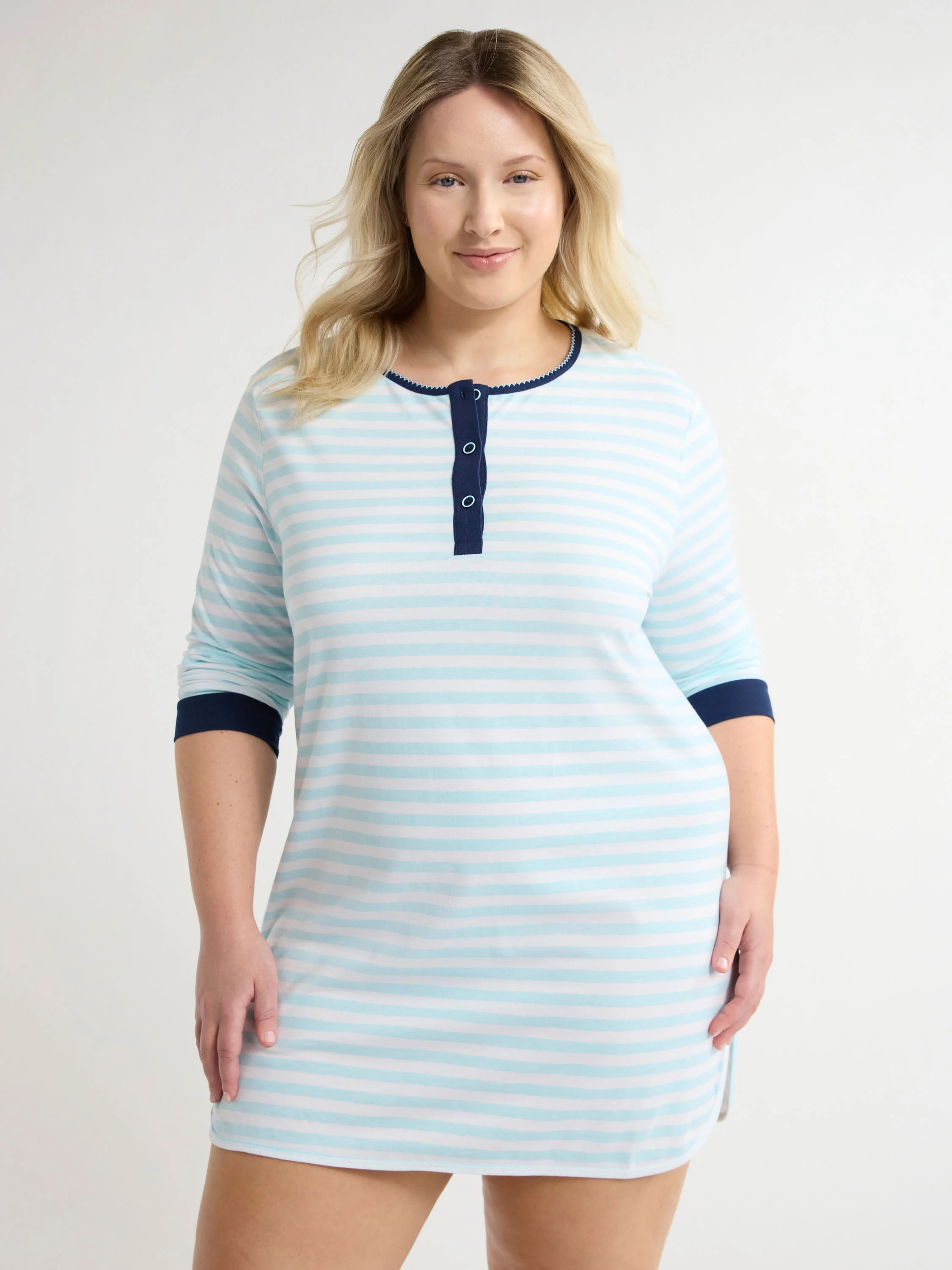 Joyspun Women's Jersey Long Sleeve Henley Sleepshirt, Sizes S to 3X | Walmart (US)