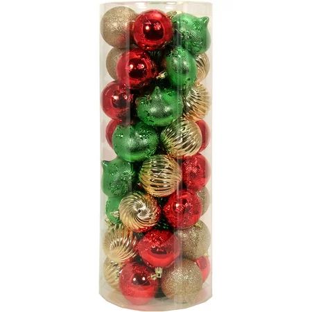Holiday Time Traditional Shatterproof Christmas Ornaments, Set of 50 | Walmart (US)