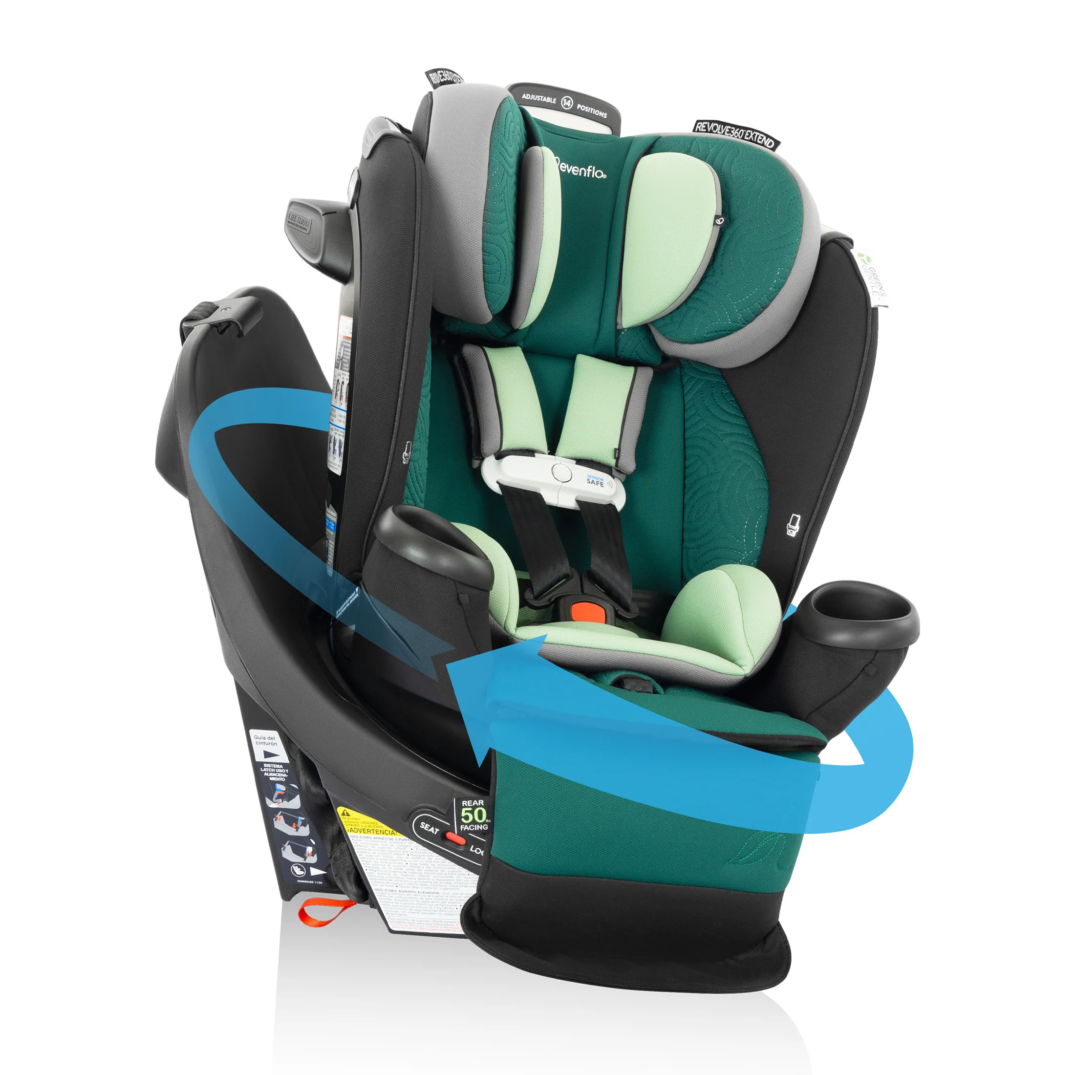 Revolve360 Extend All-in-One Rotational Car Seat with Green & Gentle Fabric - Evenflo® Official ... | Evenflo Company