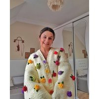 Leilayca, Vintage Roses Cardigan, Floral Cardigan, Chunky Knit, Knit Jacket, Rose Pattern, Valentine's Day Gift | Etsy (US)