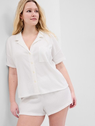 Relaxed Crinkle Cotton PJ Shirt | Gap Factory