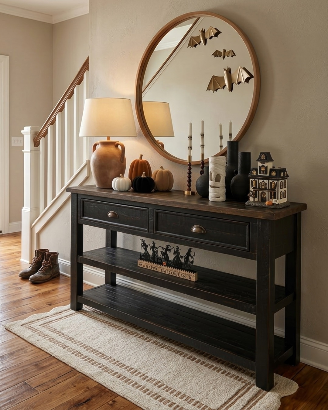 🦇 Moody Gold Bat Halloween Entryway Mood Board

This spooky entryway design leans into a moody, glam Halloween look that feels a little different from typical decor. Gold bats fly across the mirror while velvet pumpkins and black vases add texture to the console.

*Note: This is a digital room mockup showcasing product styling ideas from my room design mood board.

#halloween #halloweenentryway #halloweendecor #halloweenideas

#LTKSeasonal #LTKHome