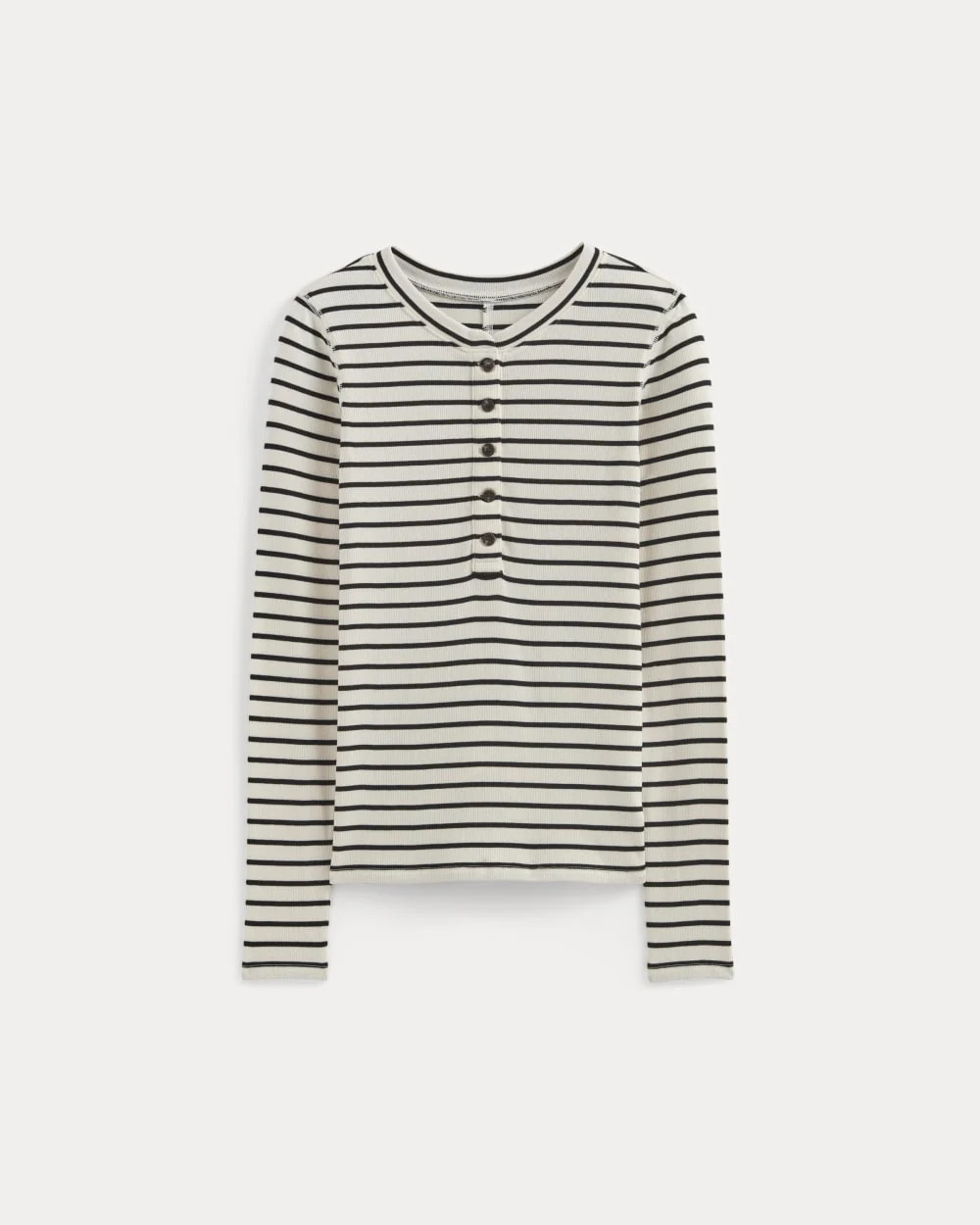 The Luxe Rib Henley | Bone / Black | Everlane