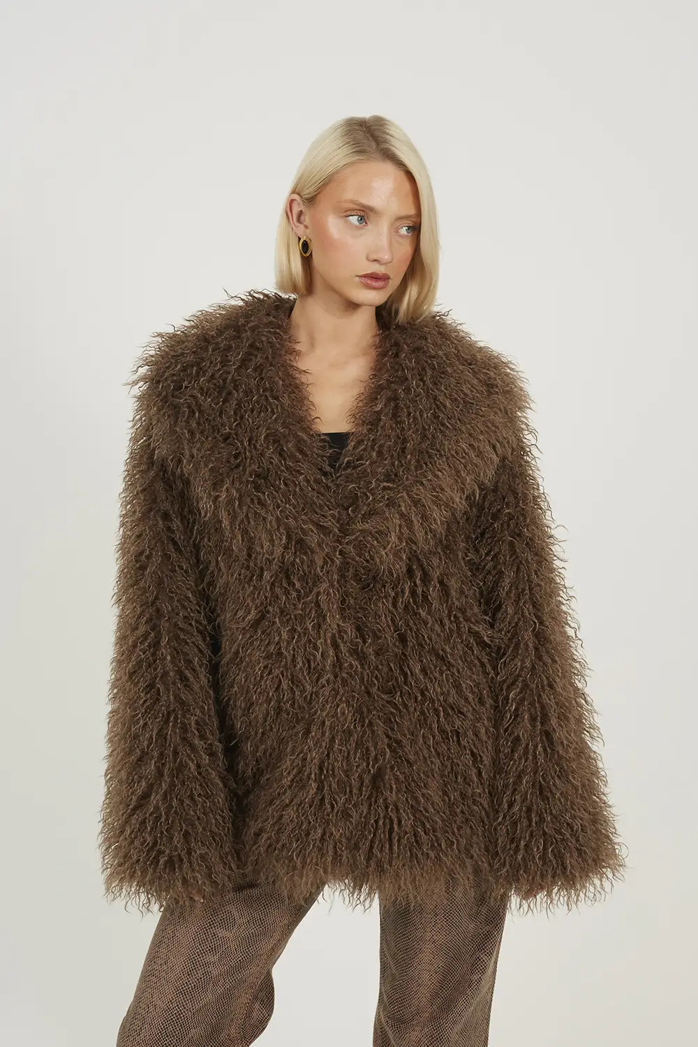 Jackets & Coats | Shawl Collar Faux Mongolian Fur Jacket | Brave Soul | Debenhams UK