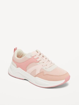 Chunky Faux-Leather Mesh Sneakers for Girls | Old Navy (US)