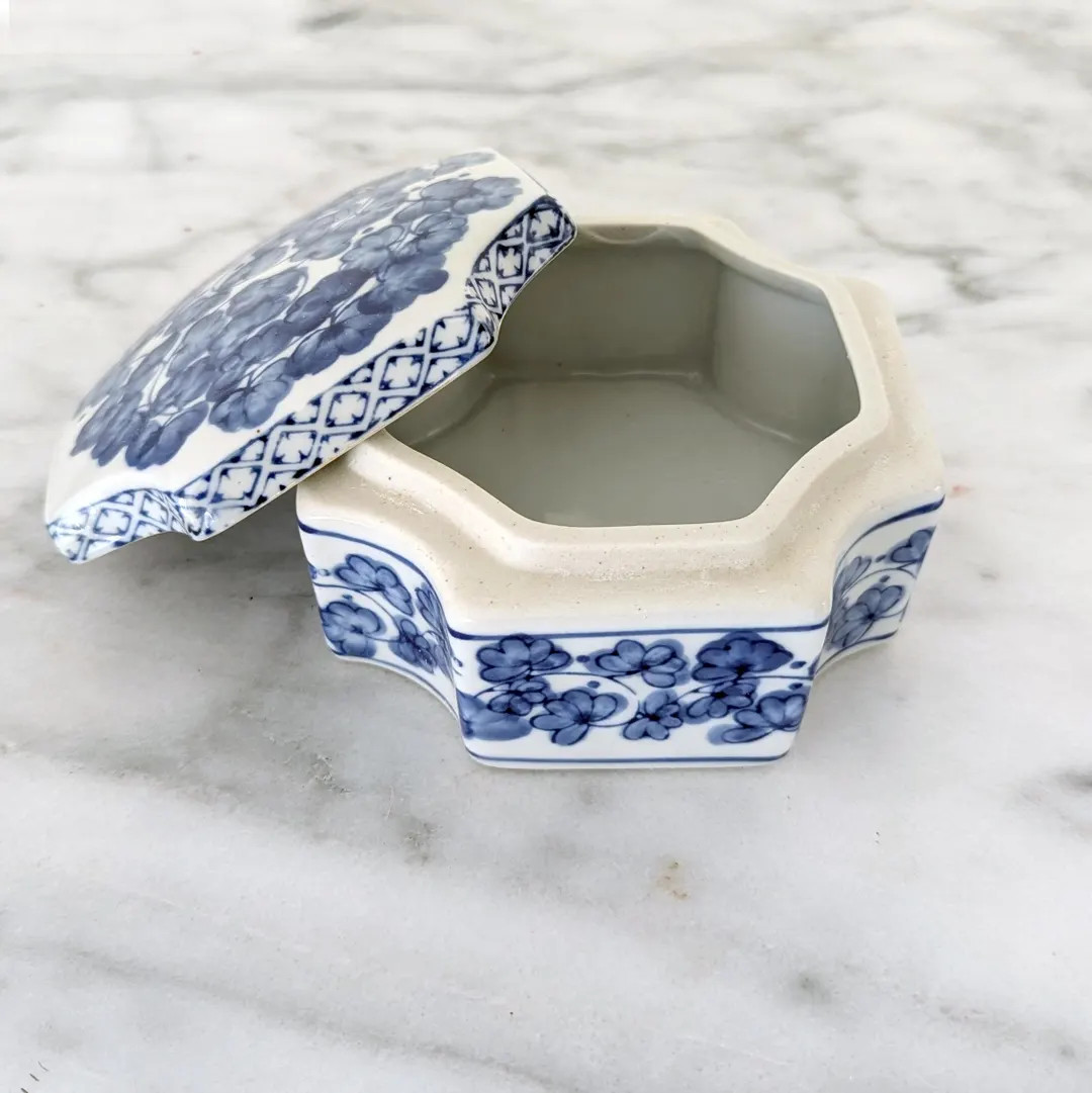 Trinket Box Vintage Floral Blue and White Porcelain | Etsy (US)