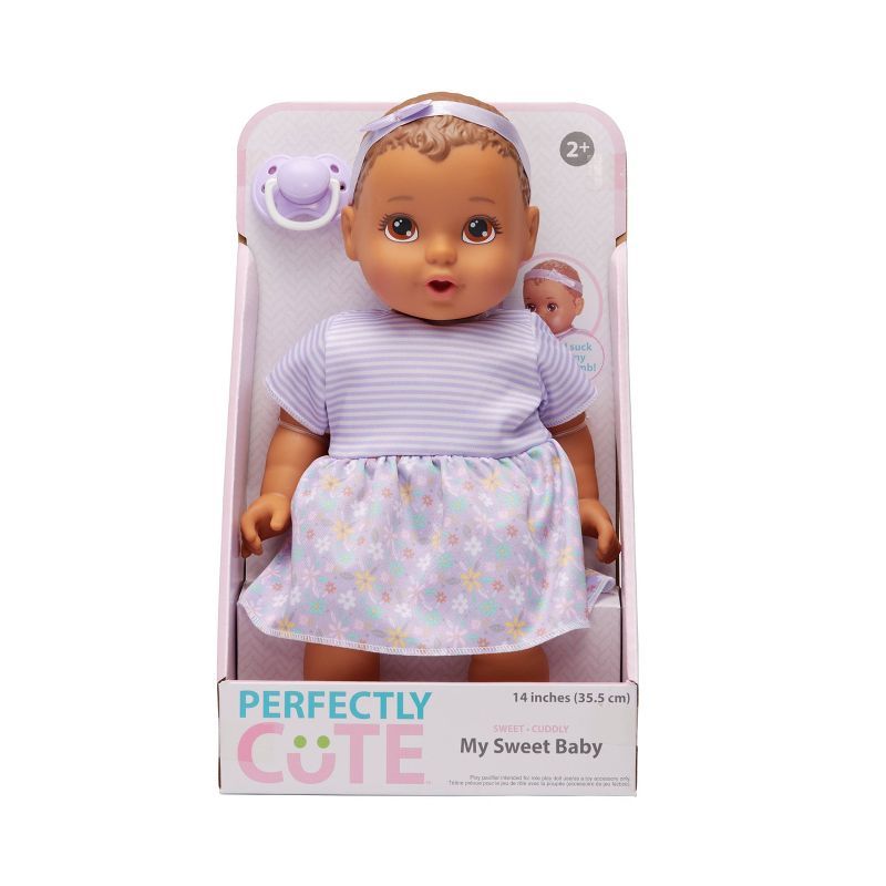 Perfectly Cute Basic Baby Girl 14&#34; Baby Doll - Brunette and brown eyes | Target