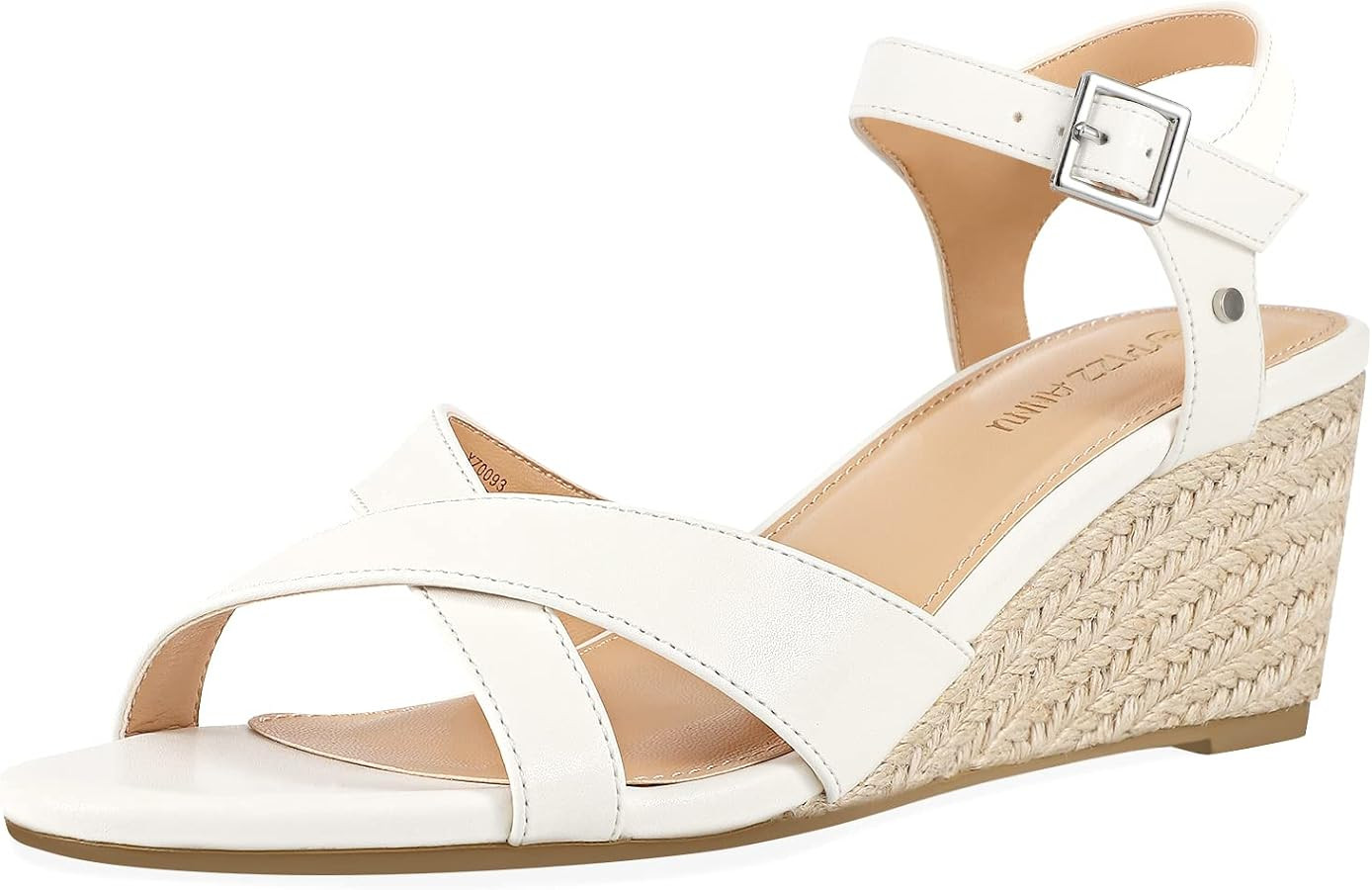 PIZZ ANNU Women's Wendy Low Wedge Sandals Ankle Strap Espadrille Open Toe Casual Summer Women Wed... | Amazon (US)