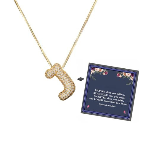DIOWUS Bubble Letter Necklace Gold for Women，Charm Balloon Initial Letter Pendant Zirconia Inla... | Amazon (CA)