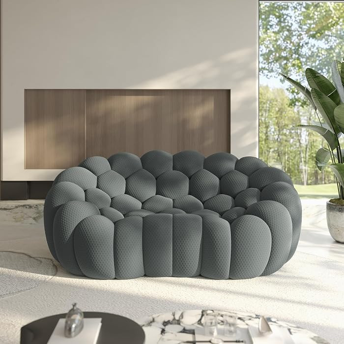 79.53'' Modern Bubble Sofa, Love Seat Curved Couch, Breathable Mesh Fabric Lazy Floor Sofa, 3D Ho... | Amazon (US)