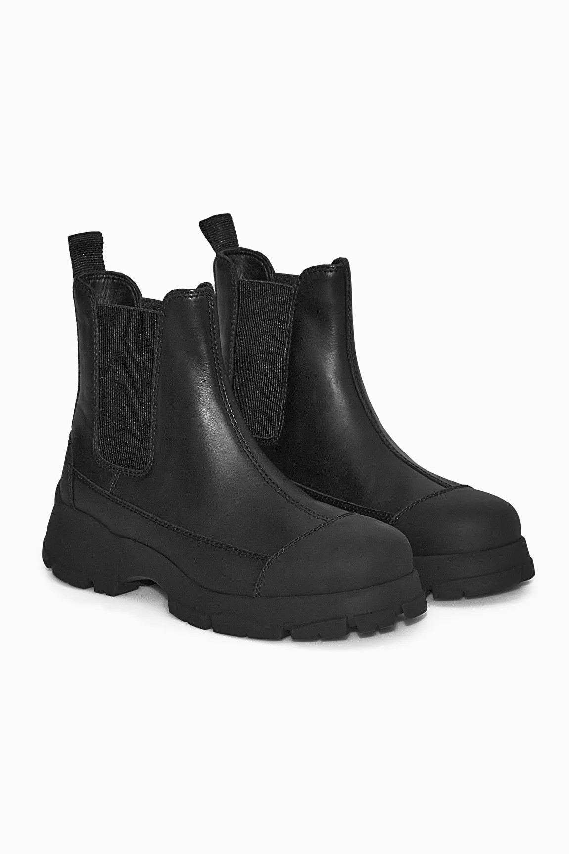 RUBBER-TRIMMED LEATHER CHELSEA BOOTS - BLACK - COS | COS (EU)