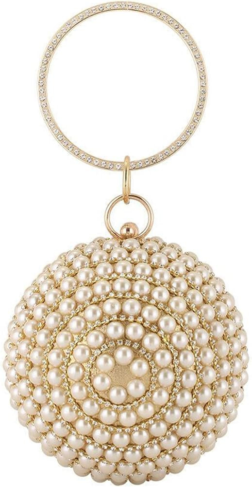 CORIOS Women's Round Ball Clutch Purse Rhinestones Evening Handbag Beaded Pearl Clutch Bag | Amazon (US)