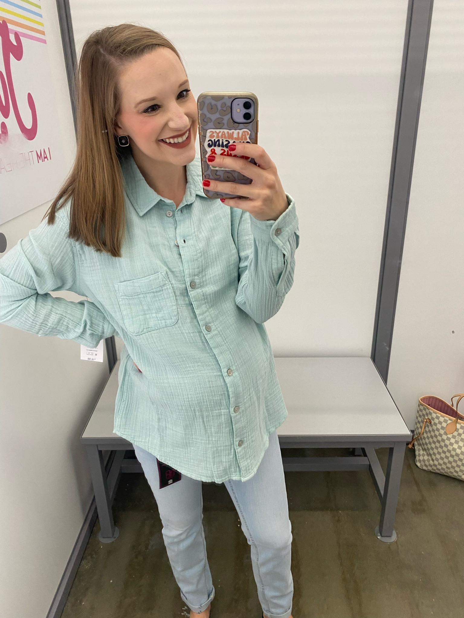 Mint green linen button front shirt at Walmart! Time and Tru tops at Walmart! Spring tops at Walmart!! 