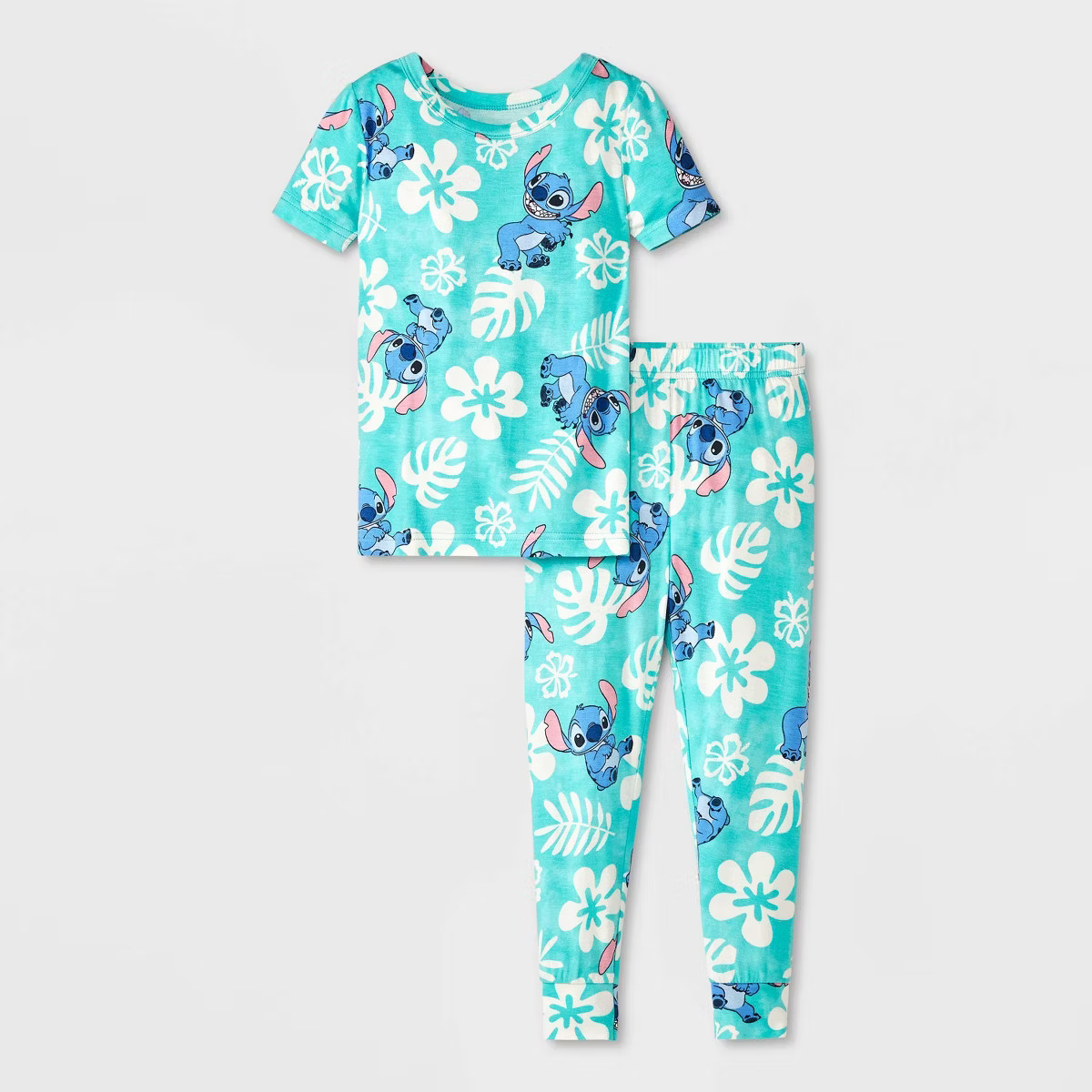 Toddler Girls' 2pc Lilo & Stitch Short Sleeve Viscose Snug Fit Pajama Set - Blue | Target