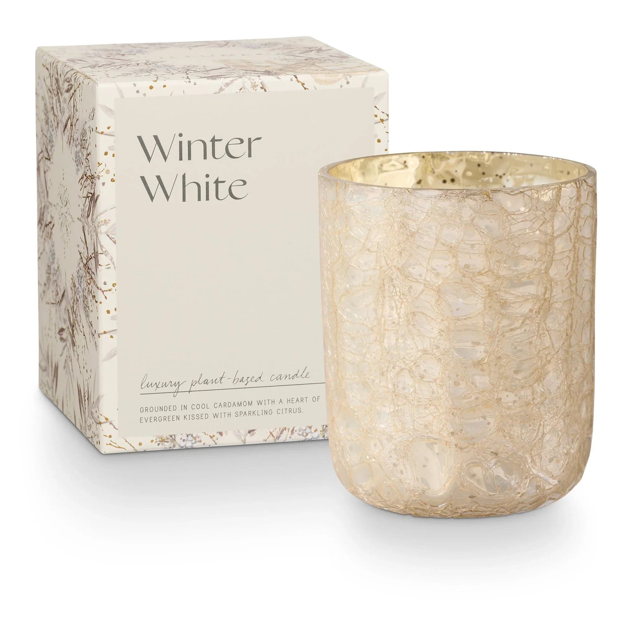 Winter White SMALL Boxed Crackle Glass Candle | Cottage and Key