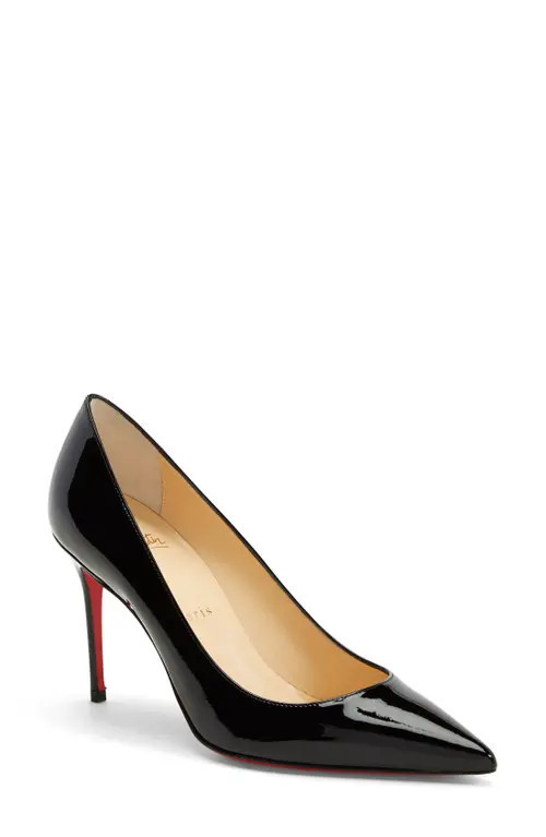 Christian Louboutin Kate Pointed Toe Patent Leather Pump in Bk01 Black at Nordstrom, Size 5.5Us | Nordstrom