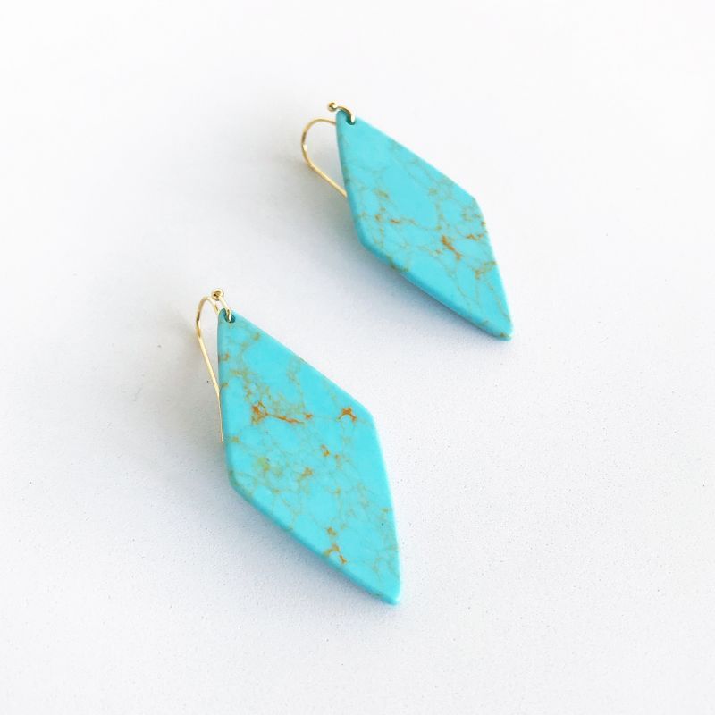 Sanctuary Project Semi Precious Turquoise Diamond Drop Statement Earrings Gold | Target
