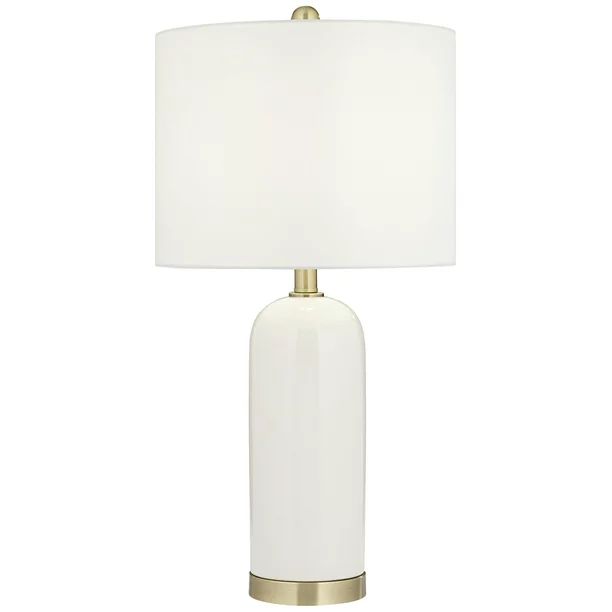 360 Lighting Modern Coastal Table Lamp 26" High White Ceramic Gold Fabric Shade for Bedroom Livin... | Walmart (US)