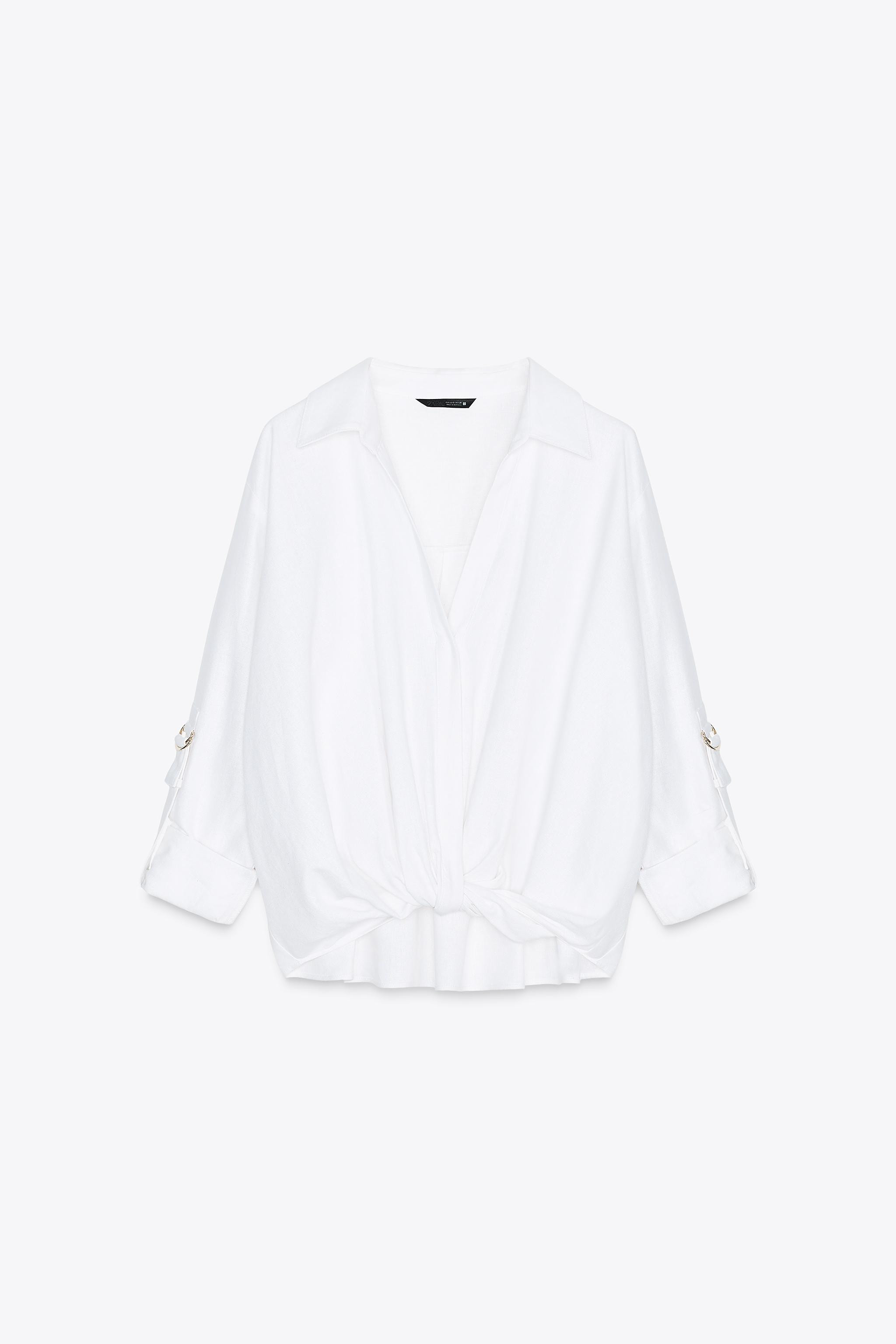 KNOTTED LINEN BLEND SHIRT | Zara US