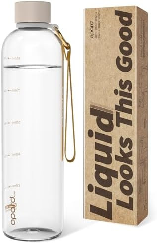 Opard Botella de agua delgada de 32 onzas, botella de agua de plástico apta para lavavajillas, s... | Amazon (US)