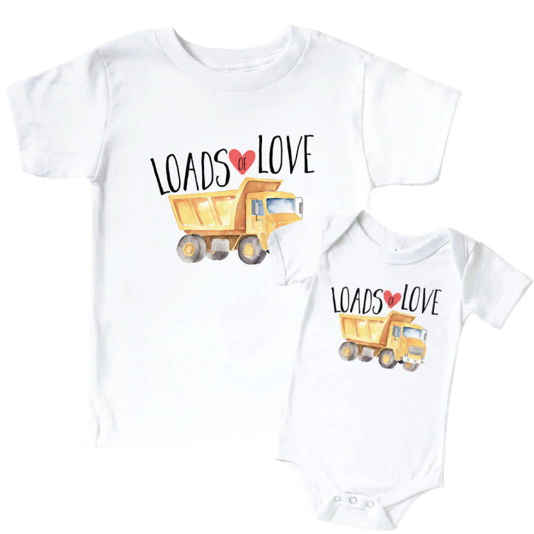 Loads Of Love Graphic Bodysuit & Kids Tee | White | Caden Lane