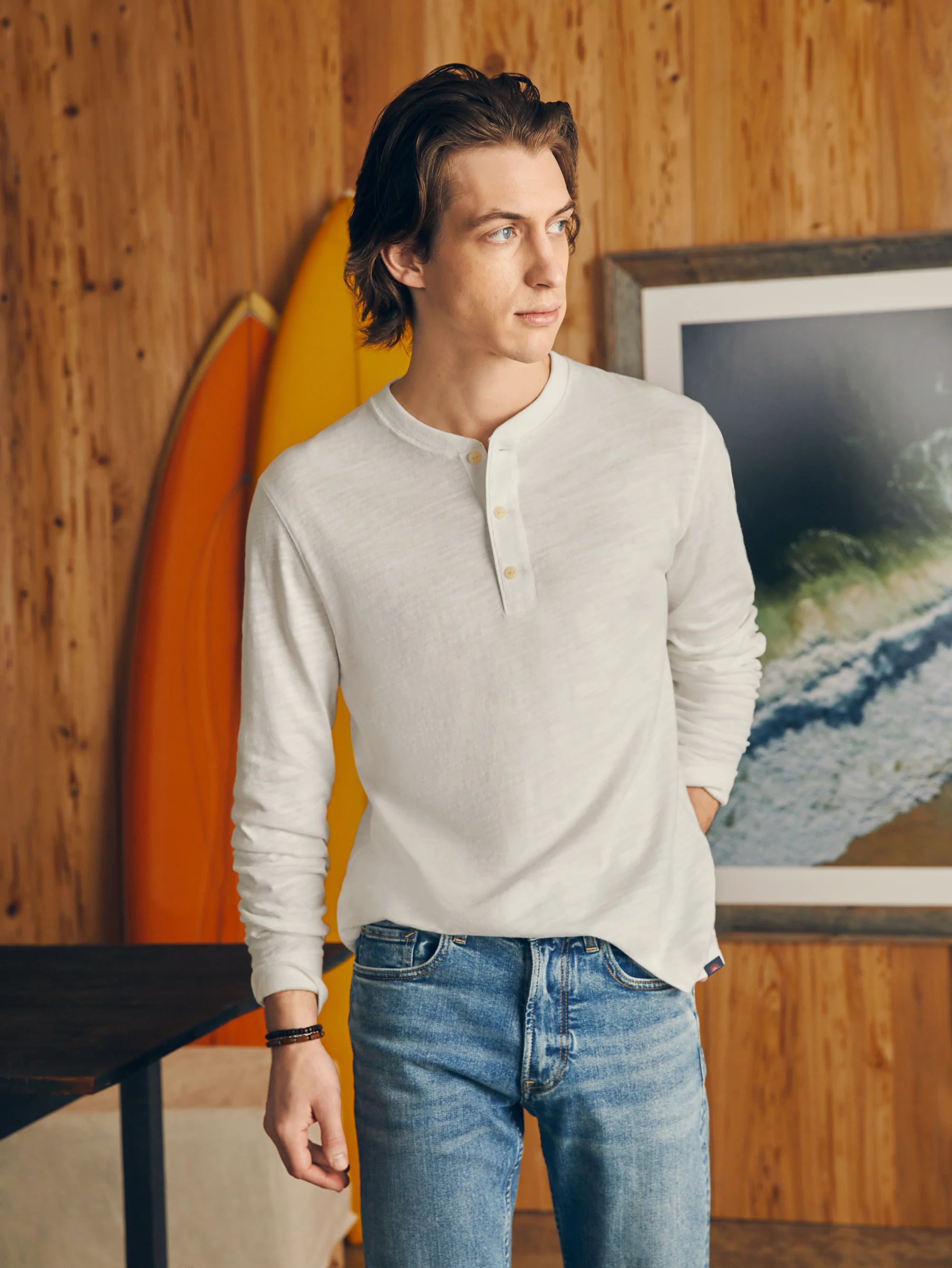 Sunwashed Slub Henley | Faherty