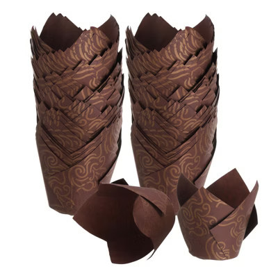 Unique Bargains Greaseproof Oven Safe Cupcake Liner Tulip Baking Cups 150 Pcs Coffee | Target
