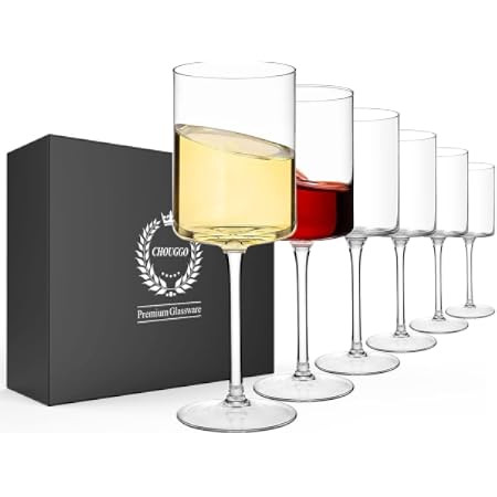 BENETI Square Crystal Wine Glasses Set Of 4 - European-made Handblown 14 oz Gift Packed Glasses -... | Amazon (US)