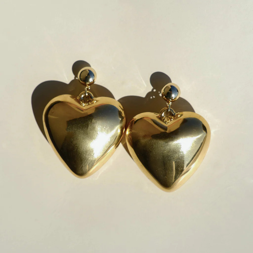 Gold Bubble Heart Statement Earring | Nickel and Suede